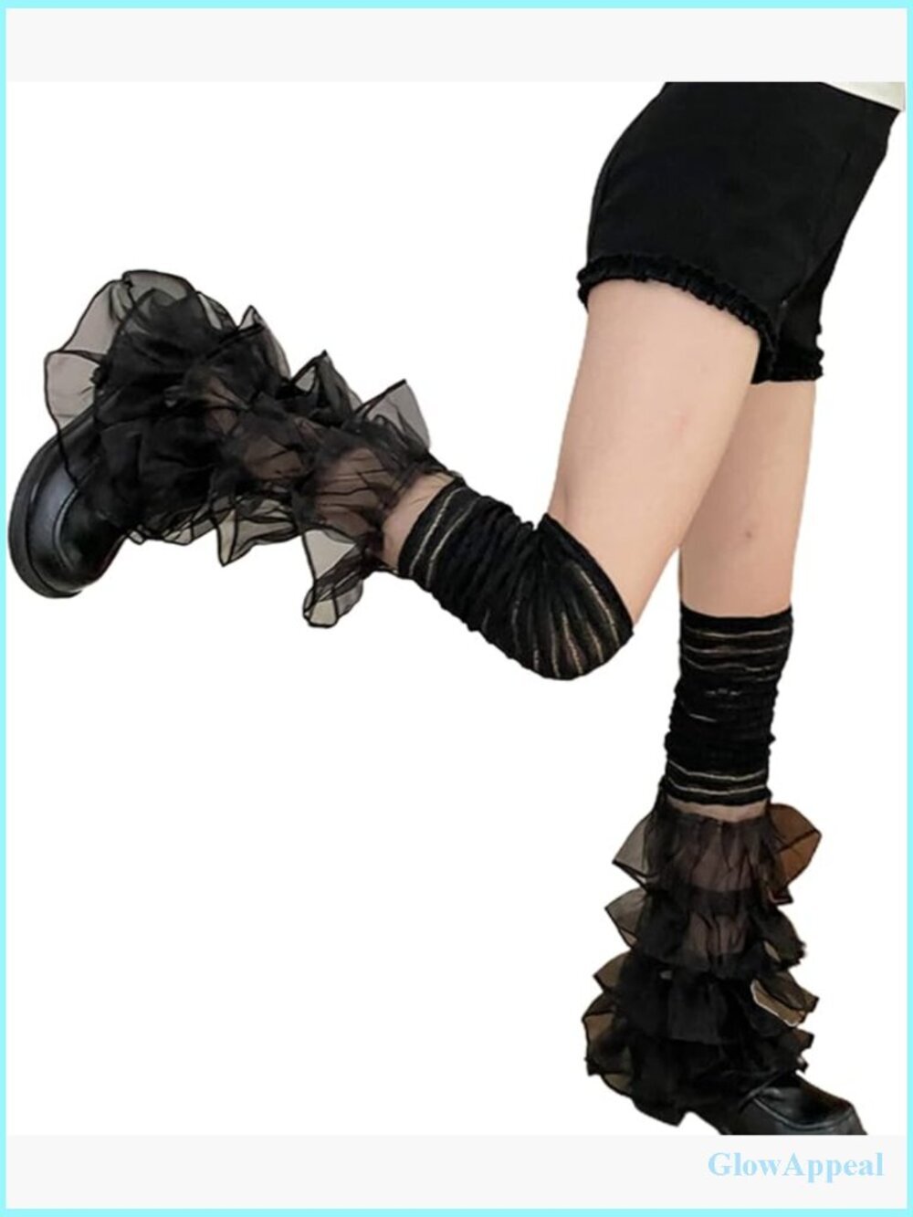 Y2K Mesh Leg Warmers Lace Ruffle Pearls Sweet Long Socks Leg Cuffs Harajuku